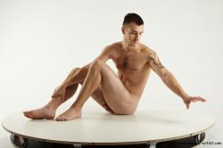 Nude Man White Sitting poses - simple Slim Short Brown Sitting poses - ALL Realistic